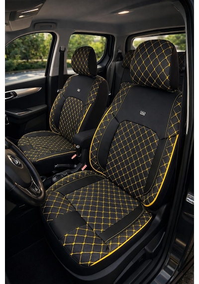 Renault Megane 1 Coupe 1998-2003 Aracınıza Uyumlu Arkalı Önlü Takım Oto Kılıfı - Sarı