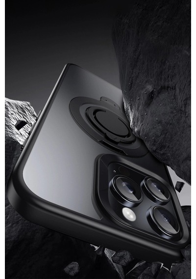Apple Uyumlu iPhone 16 Pro Avatar 360 Dönen Magsafe Kapak Siyah