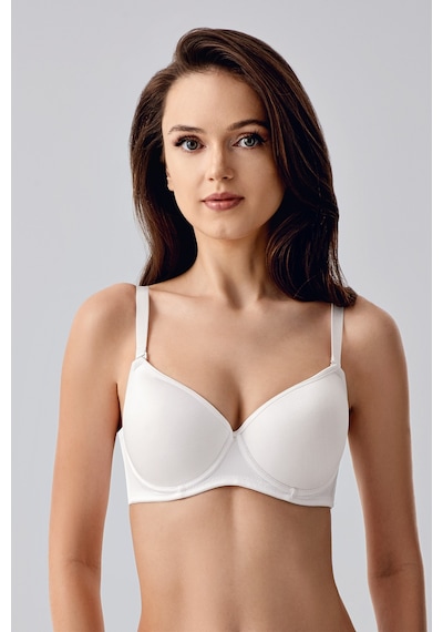 Newbra Kadın Kaplı Balenli/telli Desteksiz C Cup Büyük Beden Sütyen - Beyaz