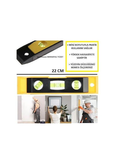 Su Terazisi Mini Eğim Ölçen Terazi Mıknatıslı Çok Amaçlı 22cm Yüzey Ölçümü
