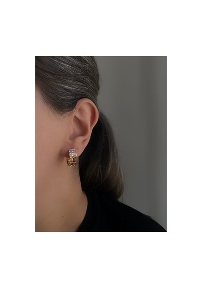 Çelik Rose Gold Full Taşlı Lucian Halka Küpe -kararma Yapmaz Rose Gold Tek Ebat Çelik Gümüş