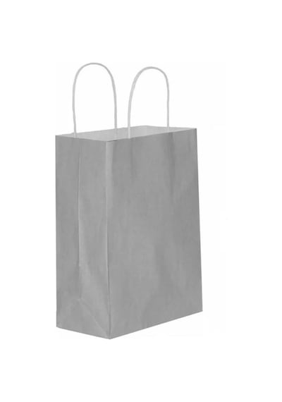 Gümüş Kraft Çanta Orta Boy 25x12x31 Cm 25 Adet