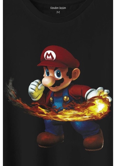 Ateş Çıkaran Super Mario Smash Bros Oyun Baskılı Tişört Unisex T-shirt 001