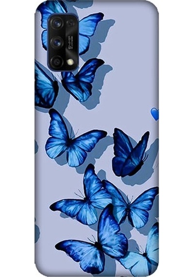 Realme 7 Pro Uyumlu Mavi Kelebekler Desenli Silikon Kılıf
