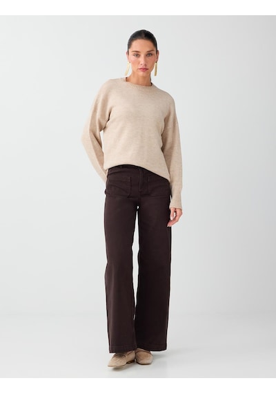 Jimmy Key Acı Kahve Cep Detaylı Pamuk Karışımlı Denim Pantolon 6ww188464803 Acı Kahverengi