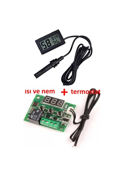 Diyotlab W1209 Dijital Termostat Isı Nem Ölçer, Higrometre, Kuluçka Seti, Kuluçka Makinesi