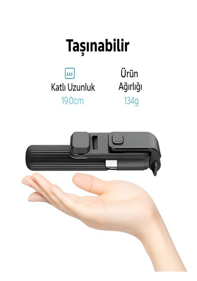 Bluetooth Kumandalı Tripod Telefon Tutuculu Selfie Çubuğu Telefon, Kamera, Lamba, Yayın Standı