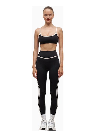 Because Of Alice Base Contrast Trim Leggings Yüksek Bel Şekillendirici Kadın Tayt Siyah