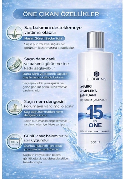 Biobiens Onarıcı Kompleks Şampuan 300 Ml Tüm Saçlar