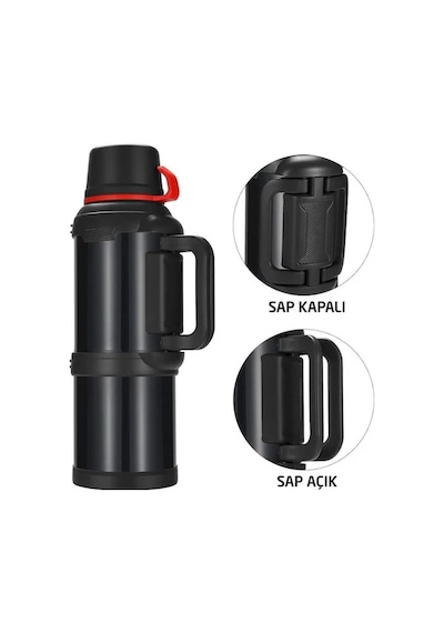 Kampcı Paslanmaz Çelik Termos 4 Litre 48 Saat Sıcak-soğuk Black 9009 Siyah