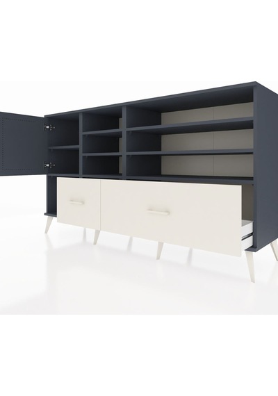 Hyperion Konsol 8 Raflı 2 Çekmeceli Tek Kapaklı 176x44x99 Antras Antrasit-antrasit/aytaşı Hyperion Konsol 8 Raflı 2 Çekmeceli Tek Kapaklı 176x44x99 Antras Antrasit-antrasit/aytaşı