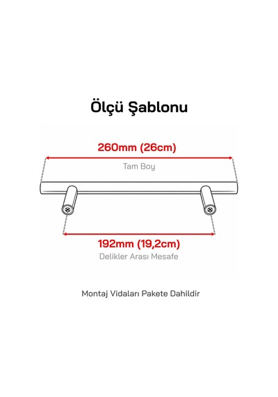1 Adet Titanyum Renk 192mm 19,2cm Metal Mobilya Mutfak Dolap Çekmece Dolabı Kulbu Kulpu Kulpları