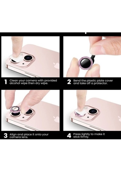 Apple  Uyumlu iPhone 13 Mini Kamera Koruyucu Lens Mercek Metal Çerçeveli 2li Set Gümüş Gri Silver