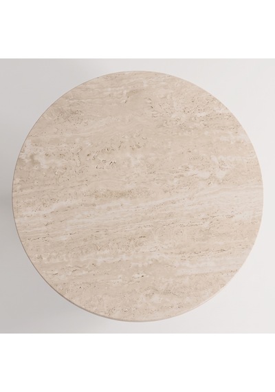 Lunera Traverten Yuvarlak Yemek Masası 120x120 Kapuçino