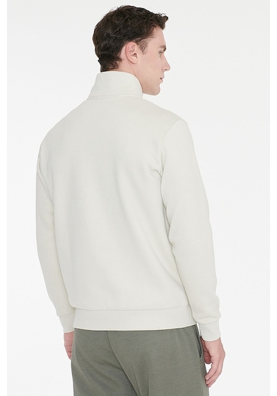 AC&Co / Altınyıldız Classics Standart Fit Normal Kesim İçi Polarlı Bato Yaka Pamuklu Erkek Sweatshirt Bej