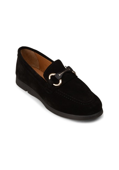 Deery Kadın Hakiki Süet Siyah Toka Detaylı Loafer - K5300zsyhc01