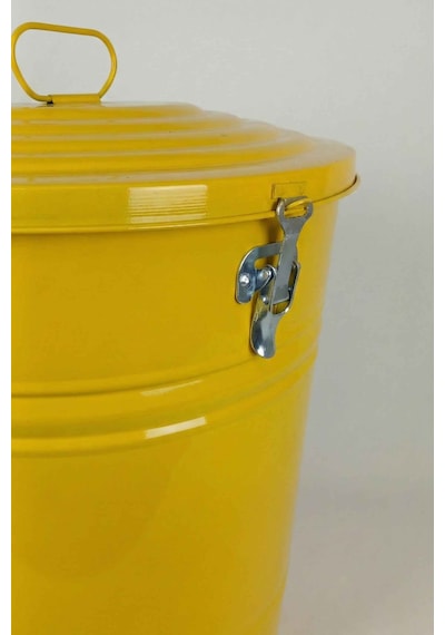 40 Litre Kilitli Kapaklı Metal Çöp Kovası Ve Dekoratif Çamaşır Sepeti Sarı