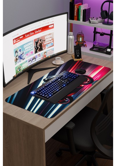 Motorsiklet Kaymaz Dikişli Kauçuk Oyuncu Mousepad V3 - 90x40 Xxl Gaming Mouse Pad Fare Altlığı