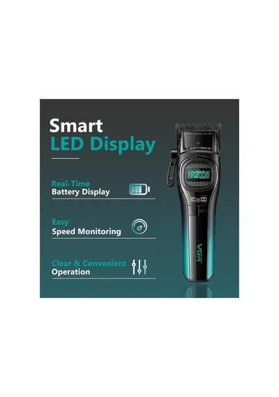 Saç Tıraş Makinesi Outer Rotor Bldc Motor Seramik Bıçak Clipper - Turkuaz - V-888c