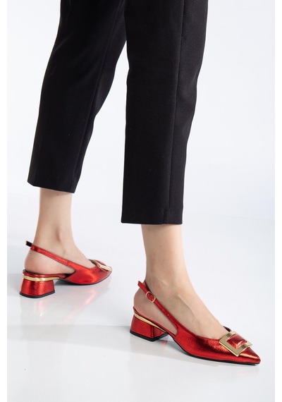 Suins Shoes Suins Milina Model Kadın Orta Topuklu Ayakkabı Kırmızı