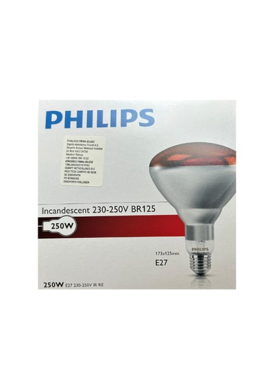 Philips 250w Kızılötesi Infrared Hayvan Isıtma Ve Fizik Tedavi Lambası, Kırmızı Işık, Br125