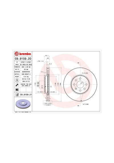 Ön Fren Aynası Astra H 1.4-1.6 04 Merıva 1.6 03 Combo 1.3 Cdti 4.05 280x25x4dlxhavalı 569067-9