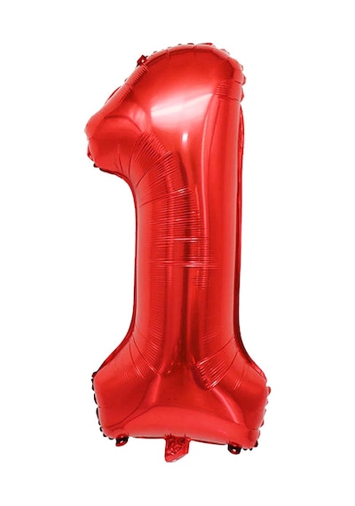 1 Rakam Kırmızı Folyo Balon 34 İnç 76-82 Cm Kırmızı