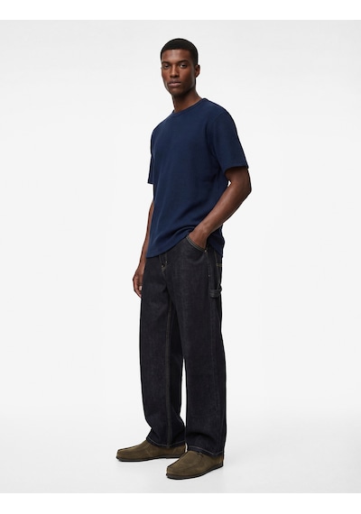 Koton Regular Fit Dokulu Kısa Kollu Basic Bisiklet Yaka Tişört Lacivert 6sam10054mk Lacivert