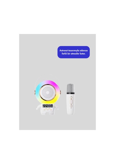 Renkli Işıklı Astronot Mini Bluetooth Speaker Ve Karaoke Mikrofon - Lisinya