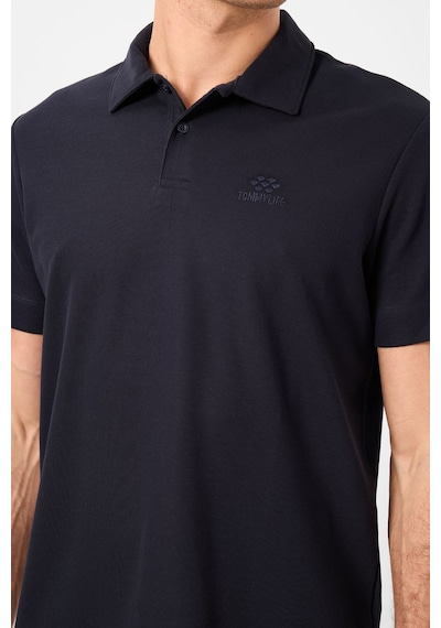 Tommy Life Lacivert Basic Logolu Standart Kalıp Triko Polo Yaka Erkek T-shirt - 87748 Lacivert
