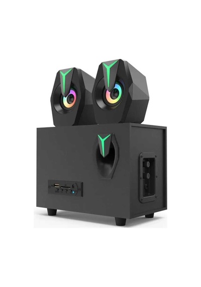 Multimedya Bluetooth Hoparlör Sd Kart Usb 2.1 Kanal Subwoofer 2+1 Işıklı Pc Speaker
