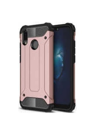 Noktaks - Huawei Uyumlu Huawei P20 Lite - Kılıf Çift Katman Zırh Tank Crash Military Kapak - Kırmızı