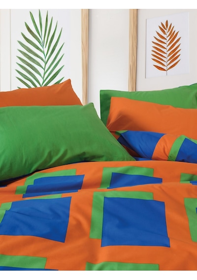Cozy Home Popping Colors Tek Kişilik Lastikli Çarşaflı Nevresim Takımı Venus Mavi