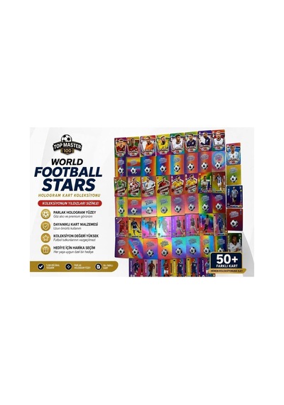 Cantex Tech Futbolcu Oyun Karti 55 Adet Gökkuşağı Series Pocket Esnek Kırılmaz Parlak Kart + Albüm Hediyeli