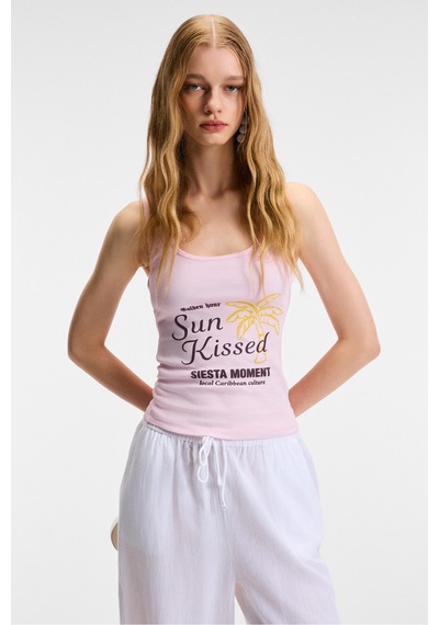 ETHIQUET SEPHIRA Kadın Oyuk Yakalı Yumuşak Kumaşlı Slim Fit Pembe Atlet