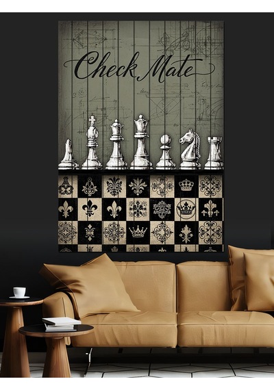 Ahşap Tablo Satranç Mat Yazılı Poster