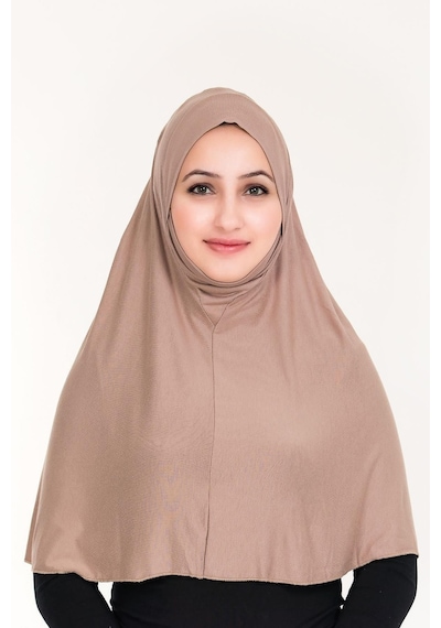 Peçeli Hazır Türban Pratik Şal Hijab Namaz Örtüsü Vizon