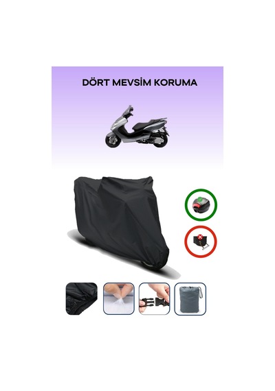 Siyah Arka Çanta Uyumlu Yamaha Majesty 180 Uyumlu Motosiklet Brandası Motor Örtüsü