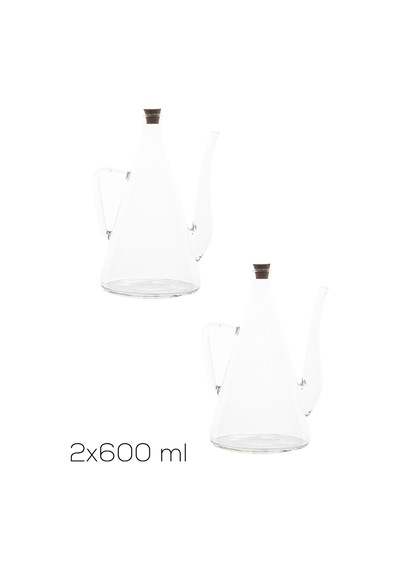 Porsima 17558 Mantar Kapaklı Borosilikat 2li Cam Yağlık Sirkelik 600 ml