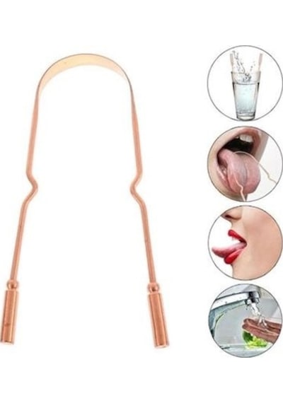 Petinka Bakır Oil Pulling Yağ Çekme Dil Plak Temizleme Aleti Dil Fırçası Sıyırıcı Dil Kaşığı