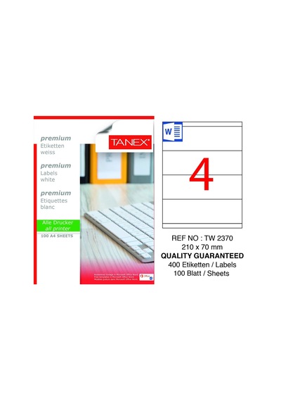 Tanex Tw-2370 210x70mm 100 Lü Lazer Etiketi