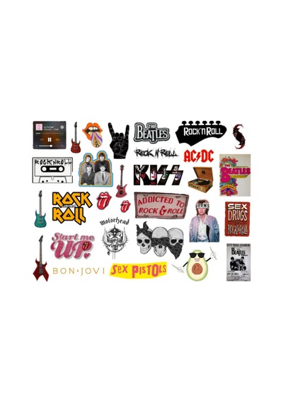 64'lü Punk Rock Pop Vintage Sticker Seti - Etiket Seti Scrapbook Bullet Journal Çok Renkli