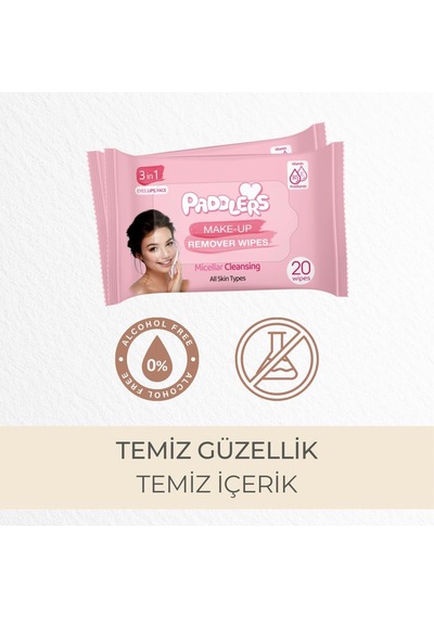 Lexroo 3 Ü 1 Arada Makyaj Temizleme Mendili Yüz, Göz & Dudak İçin, 240 Yaprak 12 Paket X 20 Li