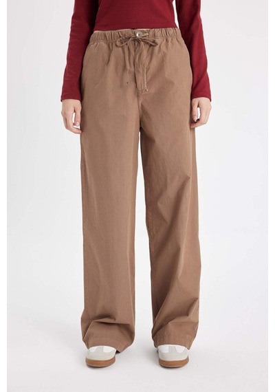 DeFacto Coool Straight Fit Poplin Pantolon Basic Düz Cepli Lastikli Bel Bağcıklı D3764AX24AUBN533