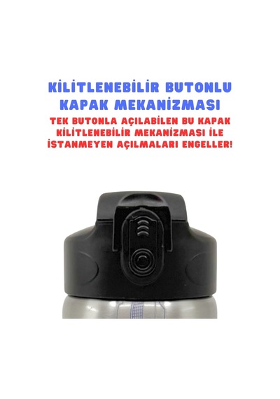 600ml Superman Lisanslı Pipetli Kilitlenebilir Kapak Paslanmaz Çelik Termos Matara Çok Renkli