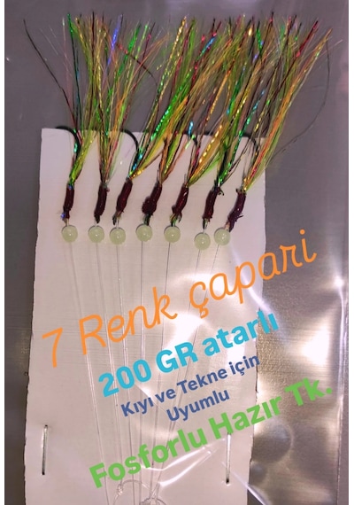 Çapari Özel Üretim 7 Renk Fosforlu 200 Gr Atarlı Kıyı Ve Tekne İçin Uyumlu