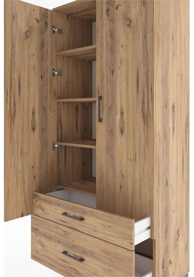 Hyperion Dolap 5 Raflı Tek Çekmeceli 2 Kapaklı 88x44x195 Çam-çam Atlas Çam