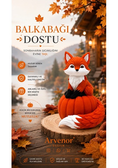 Balkabağı Dostu 15cm Dekoratif Biblo 3d Baskı