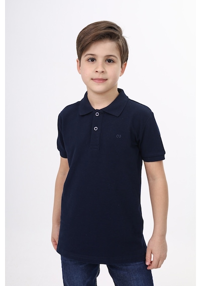 Toontoy Kids Toontoy Unisex Polo Yaka Düğmeli Uzun Kısa Tişört Lacivert