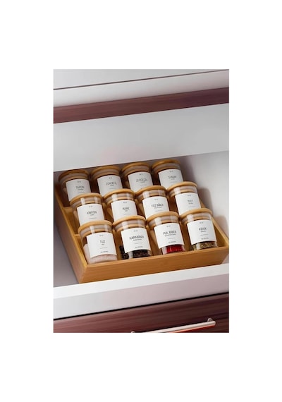 Deconox Bambu 3 Katlı Katlanabilir Baharat Standı / Çekmece İçi Kullanıma Uygun Baharatlar İçin Organizer Kavon Diğer